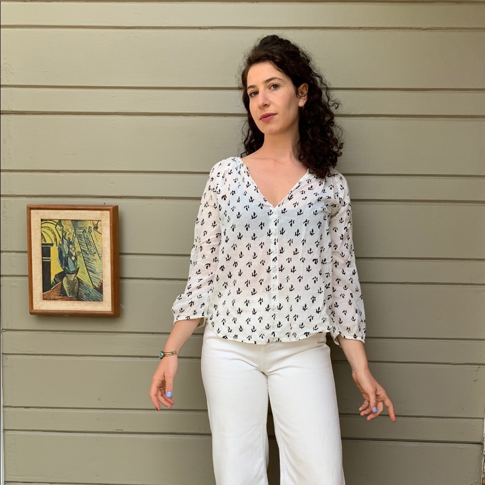 Velvet printed blouse